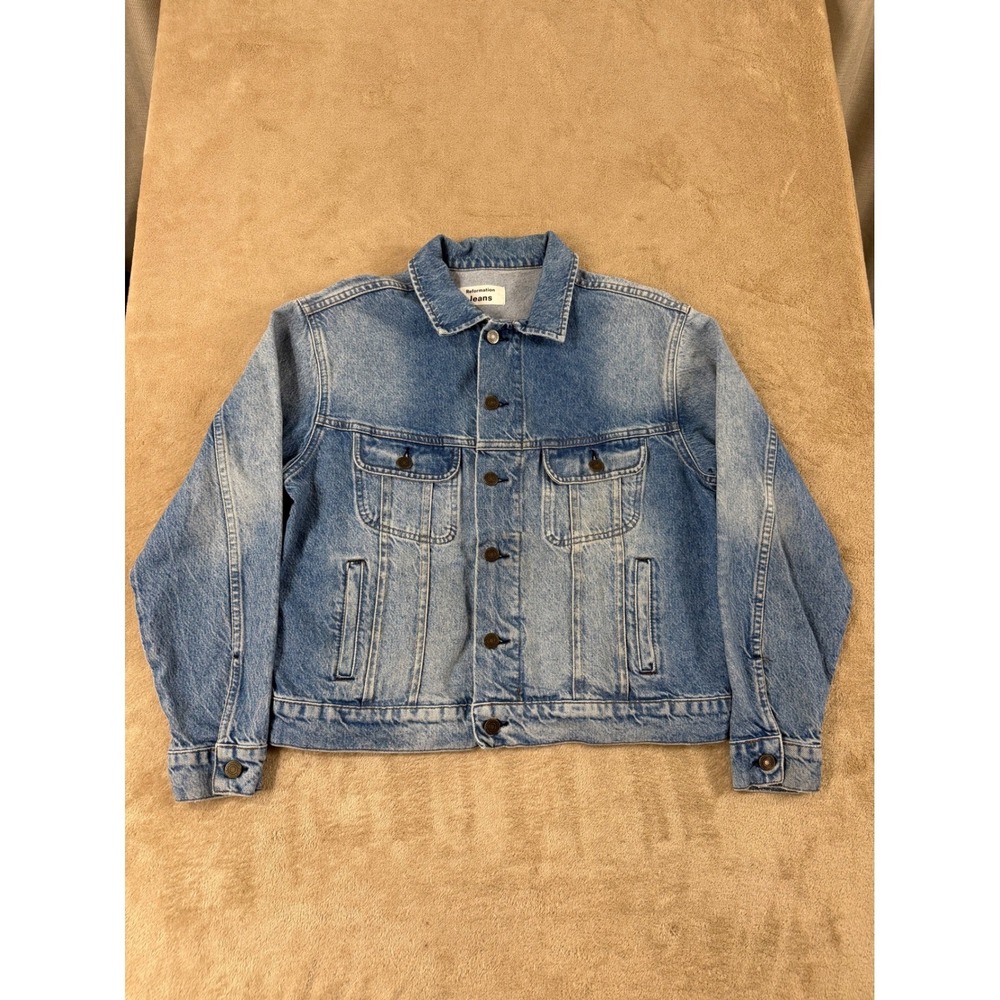 Reformation Jeans Denim Trucker Jacket Women's Size‎ Small Blue Wash EUC